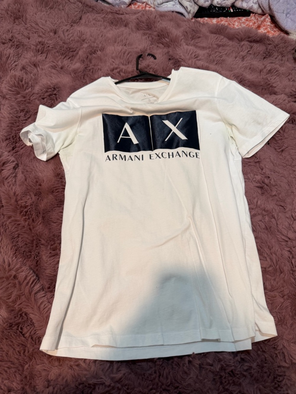 Armani Exchange White Tee with Black AX Block Logo